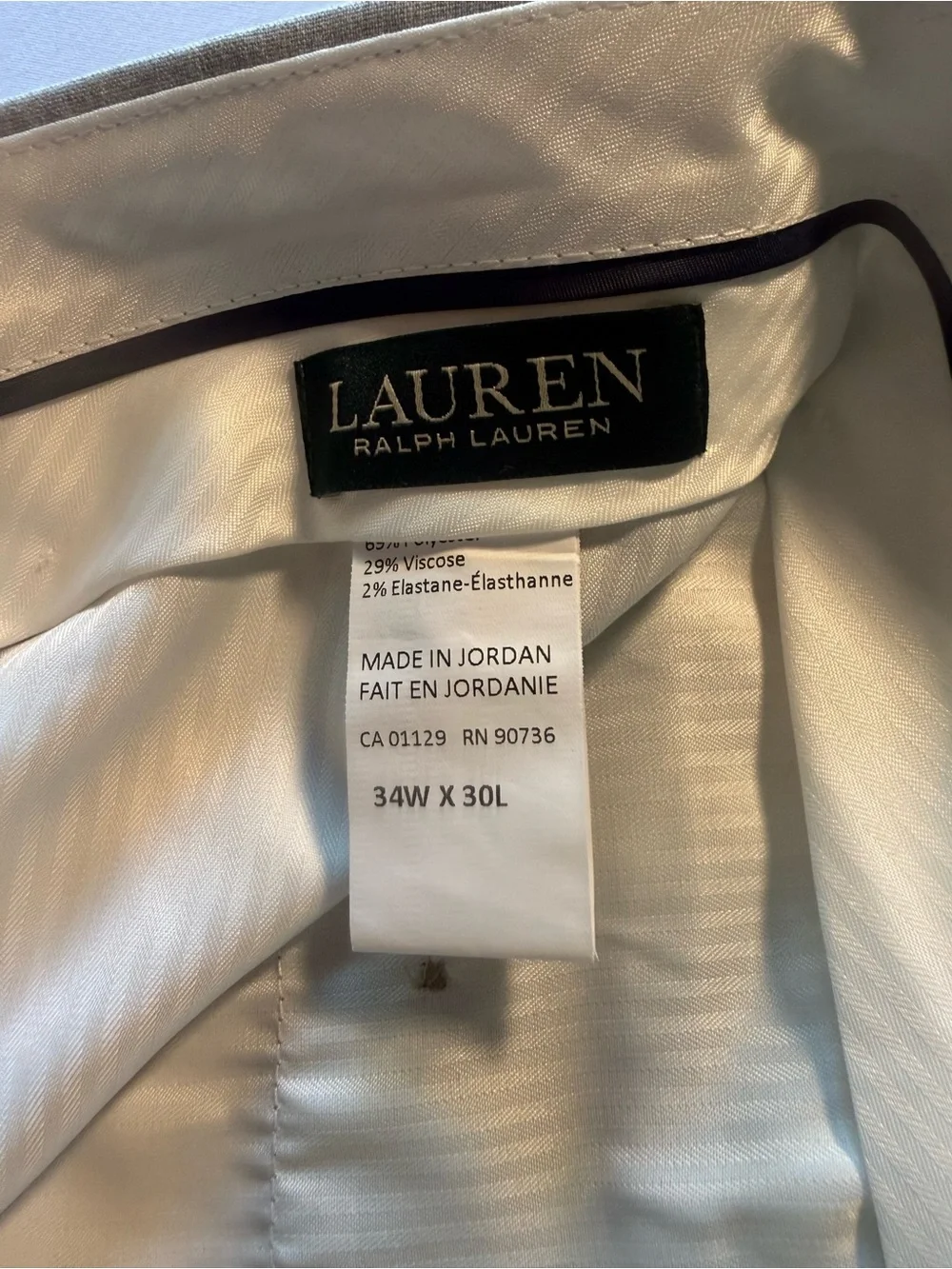 Ralph Lauren Men's Dress Golf Pants 34W X 30L Rn#90736 Light Gray Flat Front